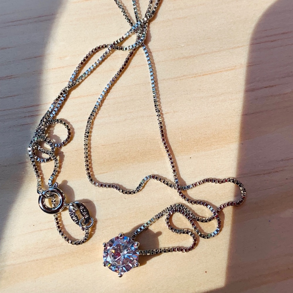 Sterling Silver 925 2 ct. Diamond  CZ Necklace - Picture 5 of 6